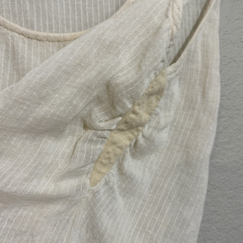 FLAX lagenlook 100%‎ linen sleeveless blouse top L Ivory - Picture 3 of 3
